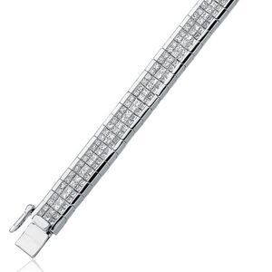 8 3/8 Carat invisible Set Diamond Tennis Bracelet in 14k White Gold